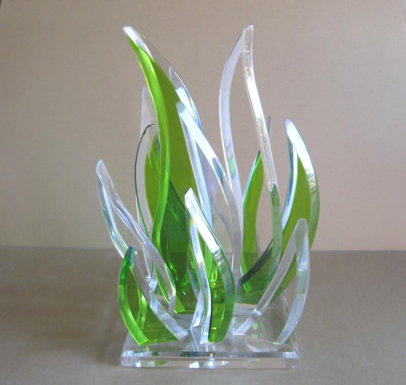Olive Green Acrylic Sculpture